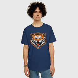 Футболка оверсайз мужская Грозный тигр, цвет: тёмно-синий — фото 2