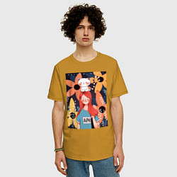 Футболка оверсайз мужская Hello april, цвет: горчичный — фото 2