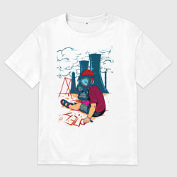 Футболка оверсайз мужская Мальчик в противогазе, цвет: белый