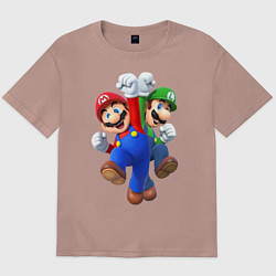 Футболка оверсайз мужская Mario Bros, цвет: пыльно-розовый