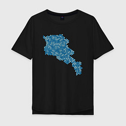 Мужская футболка оверсайз Armenia Blue Map