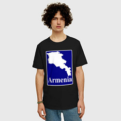 Футболка оверсайз мужская Армения Armenia, цвет: черный — фото 2