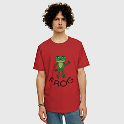 Футболка оверсайз мужская Frog green, цвет: красный — фото 2