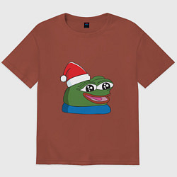 Мужская футболка оверсайз Pepe, pepe happy, Пепе хеппи, pepe happy new year