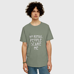 Футболка оверсайз мужская Normal people scare me аиу, цвет: авокадо — фото 2