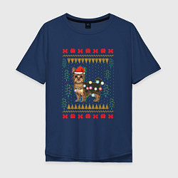Мужская футболка оверсайз Рождественский свитер Йоркшик