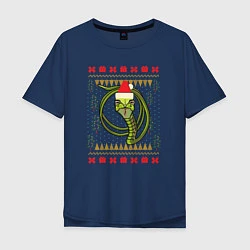 Мужская футболка оверсайз Рождественский свитер Скептическая змея