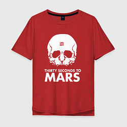 Футболка оверсайз мужская 30 Seconds to Mars белый череп, цвет: красный