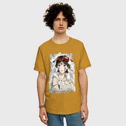 Футболка оверсайз мужская Princеss mononoke, цвет: горчичный — фото 2