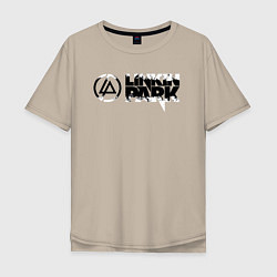 Мужская футболка оверсайз Линкин Парк Лого ЧБ Рок Linkin Park