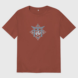 Футболка оверсайз мужская Genshin Impact - Инадзума, цвет: кирпичный