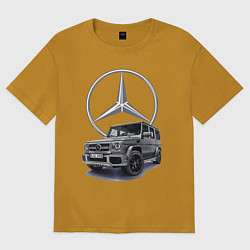 Футболка оверсайз мужская Mercedes Gelendwagen G63 AMG G-class G400d, цвет: горчичный