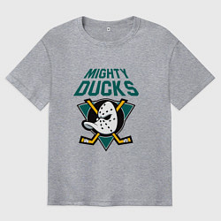 Футболка оверсайз мужская Анахайм Дакс, Mighty Ducks, цвет: меланж