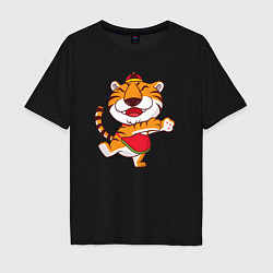 Мужская футболка оверсайз Танцующий тигр