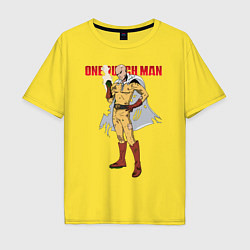 Футболка оверсайз мужская Сайтама в ободранном костюме One Punch-Man, цвет: желтый