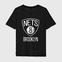 Мужская футболка оверсайз Бруклин Нетс логотип