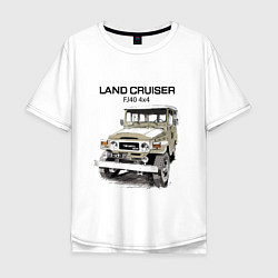 Футболка оверсайз мужская Toyota Land Cruiser FJ 40 4X4 sketch, цвет: белый