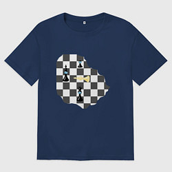 Футболка оверсайз мужская Шахматы в маске, цвет: тёмно-синий