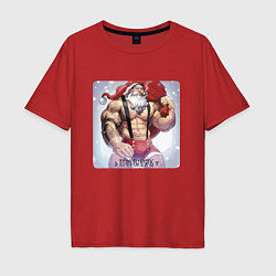 Мужская футболка оверсайз Merry Christmas bodybuilding