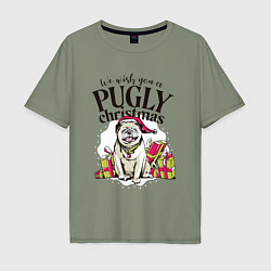 Мужская футболка оверсайз Pugly Christmas