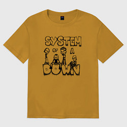 Футболка оверсайз мужская Карикатура на группу System of a Down, цвет: горчичный
