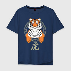 Мужская футболка оверсайз Тигр в раме