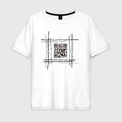 Футболка оверсайз мужская QR за колючкой, цвет: белый