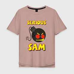 Футболка оверсайз мужская Serious Sam Bomb Logo, цвет: пыльно-розовый