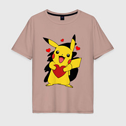 Мужская футболка оверсайз ПИКАЧУ И СЕРДЕЧКО POKENON PIKACHU LOVE