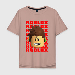 Мужская футболка оверсайз ROBLOX RED LOGO LEGO FACE