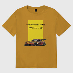 Футболка оверсайз мужская Porsche Carrera 4S Motorsport, цвет: горчичный