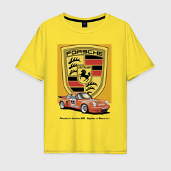 Футболка оверсайз мужская Porsche 911 Carrera RSR - Daytona 24 Hours 1973, цвет: желтый