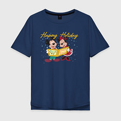 Футболка оверсайз мужская Happy Holoday Mouse, цвет: тёмно-синий