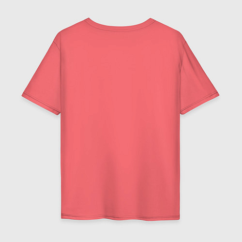 Мужская футболка оверсайз Оригами Бумажный дом / Коралловый – фото 2