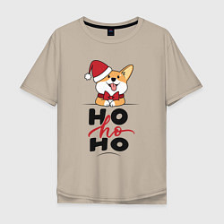 Мужская футболка оверсайз Corgi Ho ho Ho