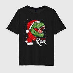 Футболка оверсайз мужская T-rex Merry Roar, цвет: черный