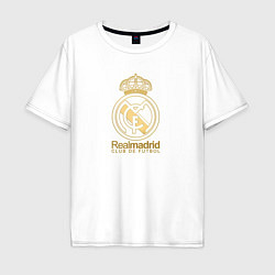 Футболка оверсайз мужская Real Madrid gold logo, цвет: белый