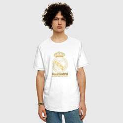 Футболка оверсайз мужская Real Madrid gold logo, цвет: белый — фото 2