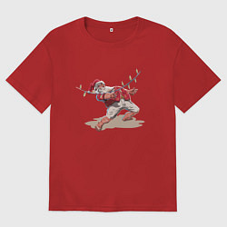 Мужская футболка оверсайз Гавайский Санта Клаус танцует Лимбо