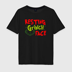 Футболка оверсайз мужская Resting Grinch Face Новогодний, цвет: черный