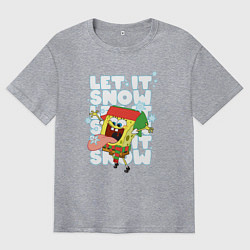 Футболка оверсайз мужская LET IT SNOW ГУБКА БОБ, цвет: меланж