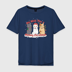 Мужская футболка оверсайз We Wish You a Meowy Christmas