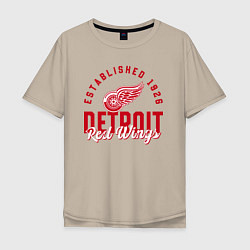 Футболка оверсайз мужская Detroit Red Wings Детройт Ред Вингз, цвет: миндальный