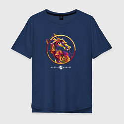 Футболка оверсайз мужская Мортал Комбат Скорпион эмблема, цвет: тёмно-синий