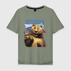 Мужская футболка оверсайз Прикольный русский медвежара