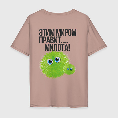 Мужская футболка оверсайз Пушистый Монстрик / Пыльно-розовый – фото 2