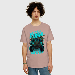 Футболка оверсайз мужская Авто чемпион дорог, цвет: пыльно-розовый — фото 2