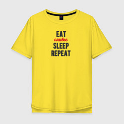 Футболка оверсайз мужская Eat оливье Sleep Repeat, цвет: желтый