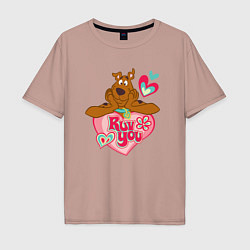 Футболка оверсайз мужская Ruv you Scooby Doo, цвет: пыльно-розовый