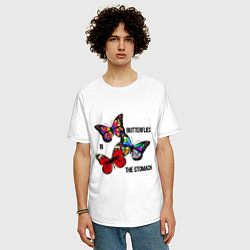 Футболка оверсайз мужская Butterflies in the stomach, цвет: белый — фото 2
